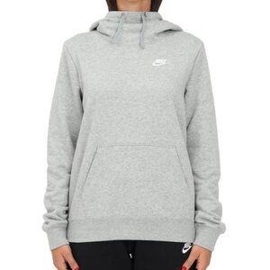Nike Women Sportswear Club Fleece Funnel-Neck Grey Hoodie